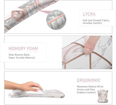 وسادة مسند المعصم للوحة المفاتيح من Tikaton ومجموعة مسند المعصم لدعم مسند الماوس، قاعدة مطاطية غير قابلة للانزلاق لدعم المعصم مع رغوة الذاكرة المرتفعة المريحة لسهولة الكتابة وتخفيف الألم (رخام) in Kuwait