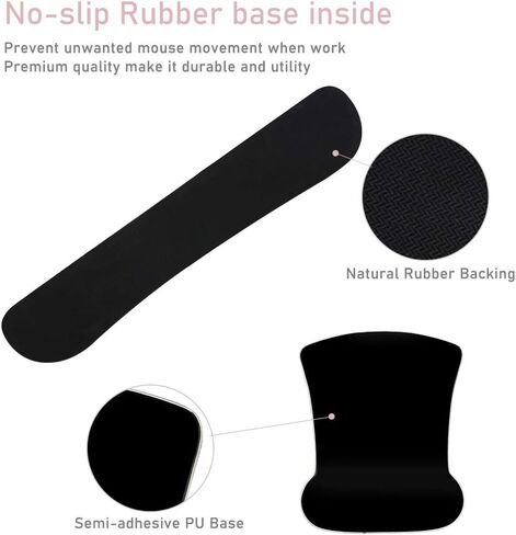 وسادة مسند المعصم للوحة المفاتيح من Tikaton ومجموعة مسند المعصم لدعم مسند الماوس، قاعدة مطاطية غير قابلة للانزلاق لدعم المعصم مع رغوة الذاكرة المرتفعة المريحة لسهولة الكتابة وتخفيف الألم (رخام) in Kuwait