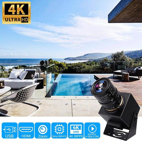 كاميرا ويب SVPRO 4K - واجهة HDMI/USB مزدوجة، تكبير يدوي، عدسة تثبيت CS مقاس 2.8-12 مم للتقريب، كاميرا صناعية CMOS IMX415 لرؤية الآلة in Kuwait