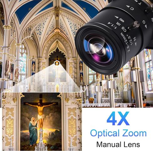 كاميرا ويب SVPRO 4K - واجهة HDMI/USB مزدوجة، تكبير يدوي، عدسة تثبيت CS مقاس 2.8-12 مم للتقريب، كاميرا صناعية CMOS IMX415 لرؤية الآلة in Kuwait