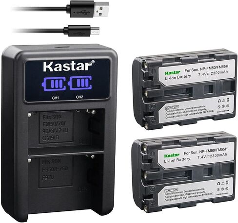 Kastar 1-Pack NP-FM50/FM55Battery and LED2 USB Charger Compatible with Sony CCD-TRV608 CCD-TRV730 CCD-TRV740 CCD-TRV748 DCR-DVD100 DCR-DVD101 DCR-DVD200 DCR-DVD201 DCR-DVD300 DCR-DVD301 Camera in Saudi Arabia