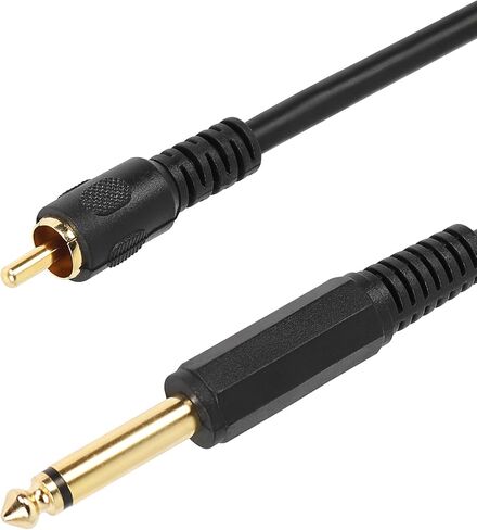 كابل صوت CERRXIAN RCA إلى 1/4 بوصة، مطلي بالذهب 6.35 مم TS Mono Male إلى RCA Male Patch Cord (أسود، 1.8 متر) in Kuwait