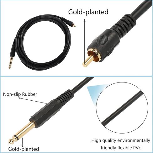 كابل صوت CERRXIAN RCA إلى 1/4 بوصة، مطلي بالذهب 6.35 مم TS Mono Male إلى RCA Male Patch Cord (أسود، 1.8 متر) in Kuwait