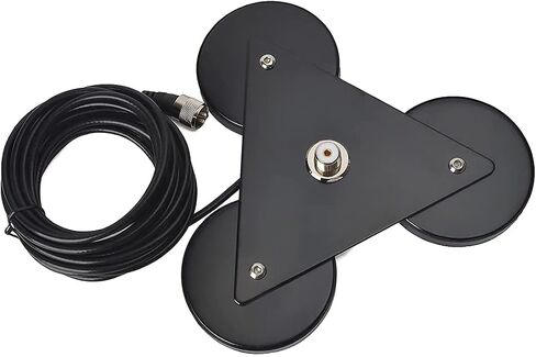 HYS Heavy Duty Mobile Car/Truck SO-239 8.8inch Triangle Magnet Mount Base W/5M(16.4ft) RG58 Coaxial Cable PL-259 Plug in Saudi Arabia