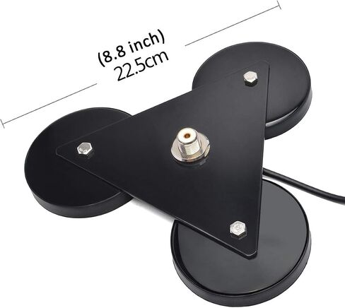 HYS Heavy Duty Mobile Car/Truck SO-239 8.8inch Triangle Magnet Mount Base W/5M(16.4ft) RG58 Coaxial Cable PL-259 Plug in Saudi Arabia