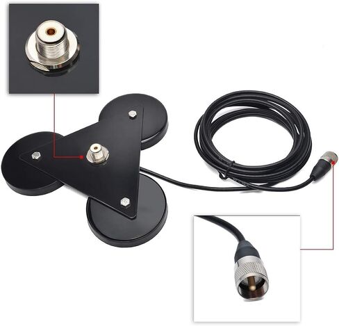HYS Heavy Duty Mobile Car/Truck SO-239 8.8inch Triangle Magnet Mount Base W/5M(16.4ft) RG58 Coaxial Cable PL-259 Plug in Saudi Arabia