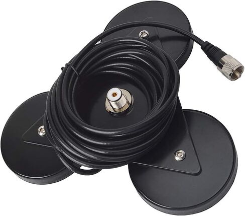 HYS Heavy Duty Mobile Car/Truck SO-239 8.8inch Triangle Magnet Mount Base W/5M(16.4ft) RG58 Coaxial Cable PL-259 Plug in Saudi Arabia