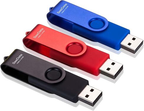 SeeDete 32GB USB Flash Drives, USB Stick, Thumb Drive Rotated Design, Memory Stick with LED Light for External Storage and Backup Data, Jump Drive, 5 Pack 32GB (5 Colors: Gold Black Green Red Blue) in Kuwait