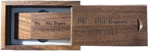 32GB Wood USB 3.0 Flash Drive with Laser Engraved Mr & Mrs Design - 32GB Wooden Heart Shape USB Stick with Box for Wedding, Couple, Parents (Maple) in Kuwait