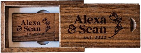 32GB Wood USB 3.0 Flash Drive with Laser Engraved Mr & Mrs Design - 32GB Wooden Heart Shape USB Stick with Box for Wedding, Couple, Parents (Maple) in Kuwait