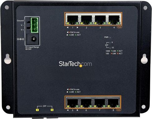 محول StarTech Industrial 8 منافذ جيجابت PoE+، 30 وات، TAA in Kuwait