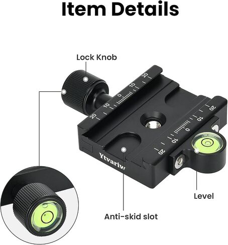 Mini Fish Bone Style Quick Release Clamp with 3/8"-1/4" Screw Adapter with Bubble Level,Ytvariw,Compatible for Tripod Head Monopod DSLR Cameras in Saudi Arabia