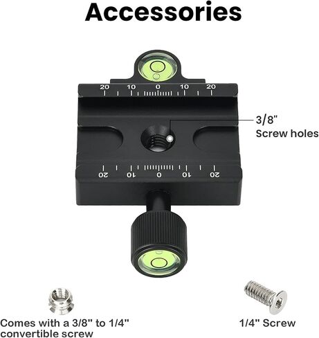 Mini Fish Bone Style Quick Release Clamp with 3/8"-1/4" Screw Adapter with Bubble Level,Ytvariw,Compatible for Tripod Head Monopod DSLR Cameras in Saudi Arabia