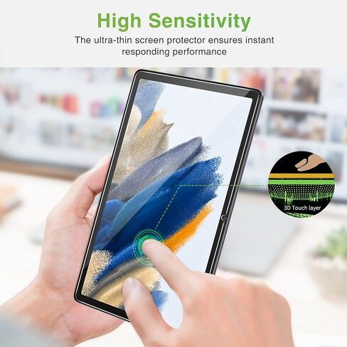 apiker [3 حزم] متوافق مع سامسونج جالاكسي تاب A8 10.5 بوصة واقي شاشة 2022 (SM-X200/X205/X207)، زجاج مقسى / حافظة صديقة / حساسة باللمس / خالية من الفقاعات in Kuwait