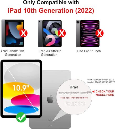 Bersem [عبوة من قطعتين من واقي الشاشة Paperfeel متوافق مع iPad الجيل العاشر 10.9 بوصة (2022)، فيلم PET غير لامع للرسم، مضاد للوهج، معرف الوجه، متوافق مع قلم Apple in Kuwait