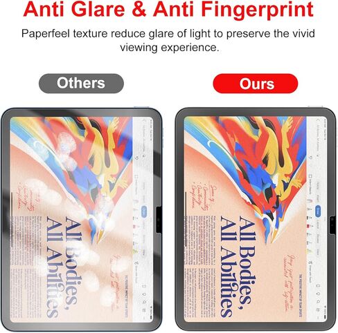 Bersem [عبوة من قطعتين من واقي الشاشة Paperfeel متوافق مع iPad الجيل العاشر 10.9 بوصة (2022)، فيلم PET غير لامع للرسم، مضاد للوهج، معرف الوجه، متوافق مع قلم Apple in Kuwait