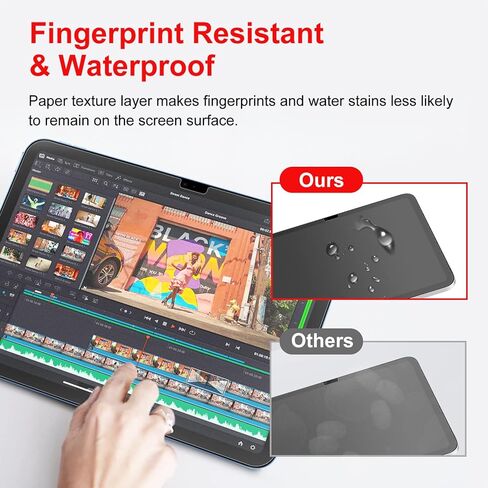 Bersem [عبوة من قطعتين من واقي الشاشة Paperfeel متوافق مع iPad الجيل العاشر 10.9 بوصة (2022)، فيلم PET غير لامع للرسم، مضاد للوهج، معرف الوجه، متوافق مع قلم Apple in Kuwait