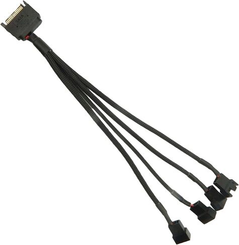 FBHDZVV SATA Power Splitter Y Cable 15 Pin Male SATA إلى 4 أكمام 3 Pin/4 Pin PMW 12V PC Case Fan Power Supply SATA موصل كابل للكمبيوتر مبرد مروحة تبريد تمديد محول كابل - 1 إلى 4 in Kuwait