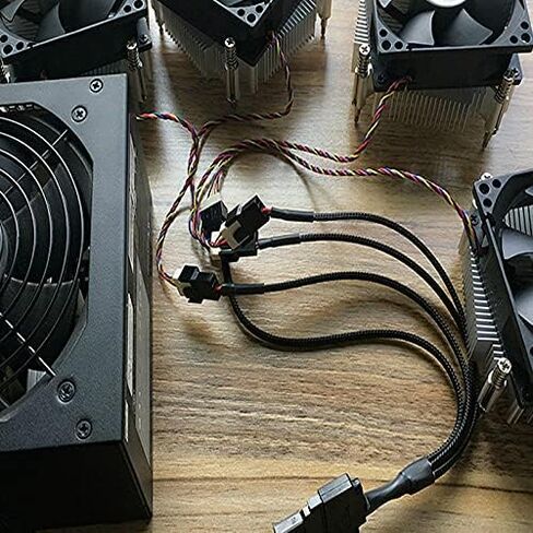 FBHDZVV SATA Power Splitter Y Cable 15 Pin Male SATA إلى 4 أكمام 3 Pin/4 Pin PMW 12V PC Case Fan Power Supply SATA موصل كابل للكمبيوتر مبرد مروحة تبريد تمديد محول كابل - 1 إلى 4 in Kuwait