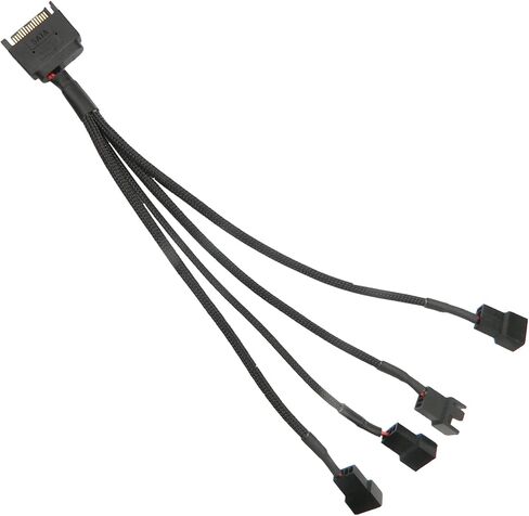 FBHDZVV SATA Power Splitter Y Cable 15 Pin Male SATA إلى 4 أكمام 3 Pin/4 Pin PMW 12V PC Case Fan Power Supply SATA موصل كابل للكمبيوتر مبرد مروحة تبريد تمديد محول كابل - 1 إلى 4 in Kuwait