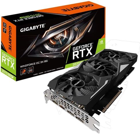 بطاقة رسومات Gigabyte GV-N207SWF3OC-8GD GeForce RTX 2070 Super Windforce OC 8G، 3X مراوح Windforce، 8 جيجابايت 256 بت GDDR6، بطاقة فيديو (متجددة) in Kuwait
