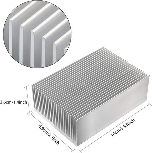 uoboeuq مبدد حراري كبير من الألومنيوم 3.94 بوصة × 2.71 بوصة × 1.41 بوصة / 100 × 69 × 36 مم مبرد حرارة 27 زعنفة لوحدة IC، كمبيوتر شخصي، Led، PCB in Kuwait