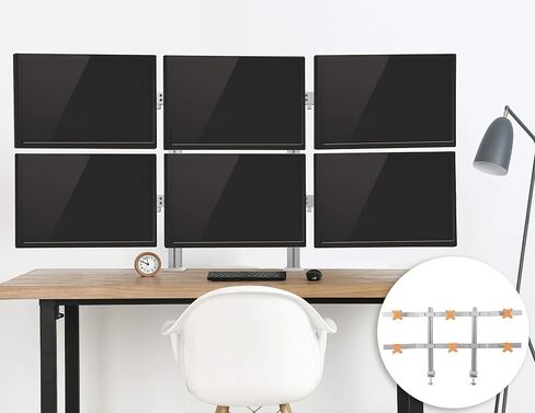 Stand Steady 4 Monitor Mount Desk Setup - Heavy-Duty Height Adjustable Monitor Stand, Swivel Arm with Clamp-On Base, Four Screen VESA Mount Fits Most LCD/LED Monitors 17-32 in. (Silver, 4 Mounts) in Kuwait