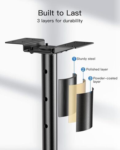 بيبشل حامل تلفزيون في السقف، حامل تلفزيون كامل الحركة لمعظم اجهزة التلفزيون مقاس 13-37 بوصة حتى 60 باوند، حامل تلفزيون معلق مع دوران وامالة وارتفاع قابل للتعديل، اقصى فيسا 200×200 ملم، PICM1 in Kuwait
