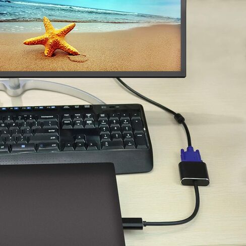 محول PASOW HDMI إلى VGA HDMI ذكر إلى VGA أنثى محول شاشة فيديو 1080P للكمبيوتر الشخصي وجهاز العرض والتلفزيون عالي الدقة (أسود) in Saudi Arabia