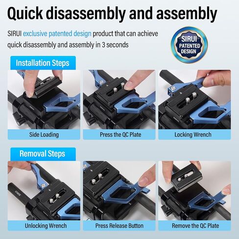 SIRUI Camera Baseplate with Dual 15mm Rod Rail Clamps, Base Plate with Quick Release Plate for Tripod, Shoulder Rig, Follow Focus, SC-BP in Saudi Arabia
