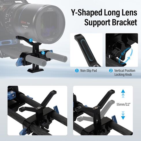 SIRUI Camera Baseplate with Dual 15mm Rod Rail Clamps, Base Plate with Quick Release Plate for Tripod, Shoulder Rig, Follow Focus, SC-BP in Saudi Arabia