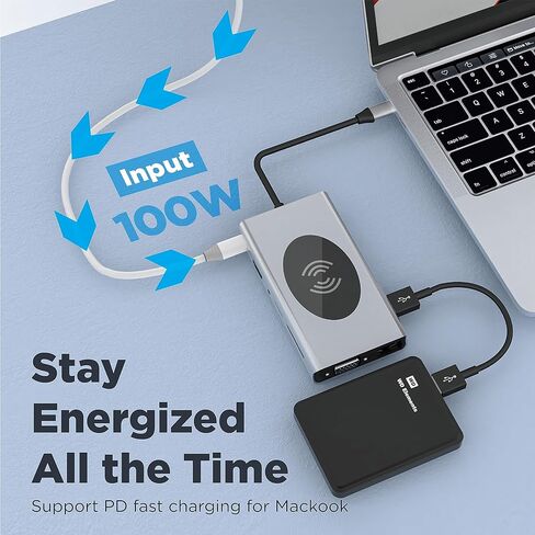 Powerbear 13-in-1 Docking Station, Multiport Adapter with HDMI, VGA, 5 USB Ports, Ethernet, SD/TF Card Reader, USB C to 3.5mm Audio, USB C Hub for Lenovo/HP/Dell/MacBook in Kuwait