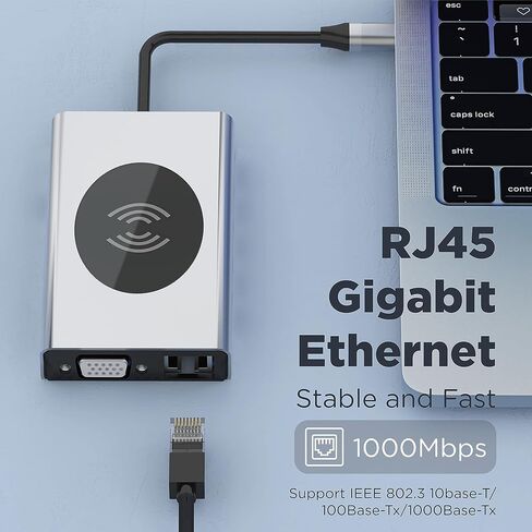 Powerbear 13-in-1 Docking Station, Multiport Adapter with HDMI, VGA, 5 USB Ports, Ethernet, SD/TF Card Reader, USB C to 3.5mm Audio, USB C Hub for Lenovo/HP/Dell/MacBook in Kuwait