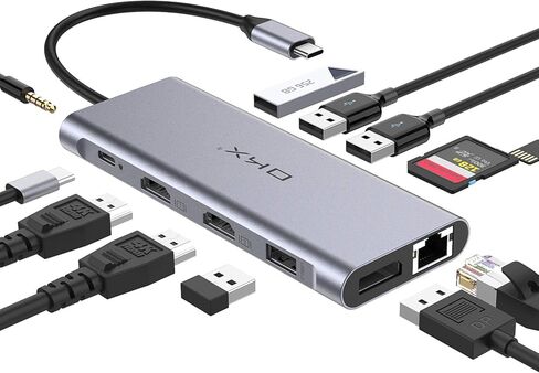 قاعدة شحن، محطة توصيل USB C، محور USB C 13 في 1 شاشة ثلاثية مع 100 واط PD، 2 HDMI، DP، نقل بيانات USB-C، 3 USB 3.0، 2 USB 2.0 لأجهزة الكمبيوتر المحمولة من نوع C in Kuwait