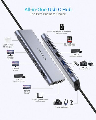 قاعدة شحن، محطة توصيل USB C، محور USB C 13 في 1 شاشة ثلاثية مع 100 واط PD، 2 HDMI، DP، نقل بيانات USB-C، 3 USB 3.0، 2 USB 2.0 لأجهزة الكمبيوتر المحمولة من نوع C in Kuwait
