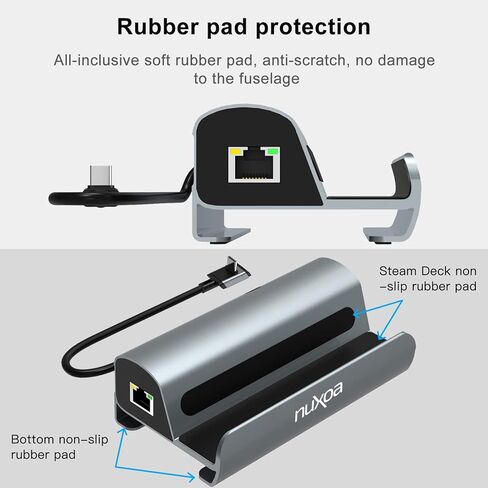 قاعدة ستيم ديك من نوكسوا 【خليط من الألومنيوم】 قاعدة شحن 6 في 1 مع HDMI 2.0 مطور 4K عند 60 هرتز، جيجابت ايثرنت، 3 منافذ USB 3.0 ومنفذ USB-C بي دي، ملحقات ستيم ديك لفالف ستريم ديك، رمادي in Kuwait