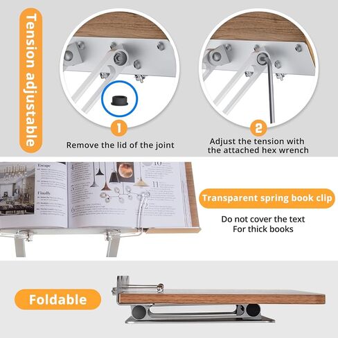 حامل كتب SupeDesk للقراءة، حامل الكتب، حامل العرض، للكتب مقاس 5-8.5 بوصة، خشب، حامل كمبيوتر محمول للكمبيوتر المحمول مقاس 12-17 بوصة/الكمبيوتر اللوحي وقارئ الكتب مقاس 6-13 بوصة، قابل للإمالة، ارتفاع قابل للتعديل، قابل للطي، الدراسة، الطبخ، الحد الأقصى للحم in Kuwait