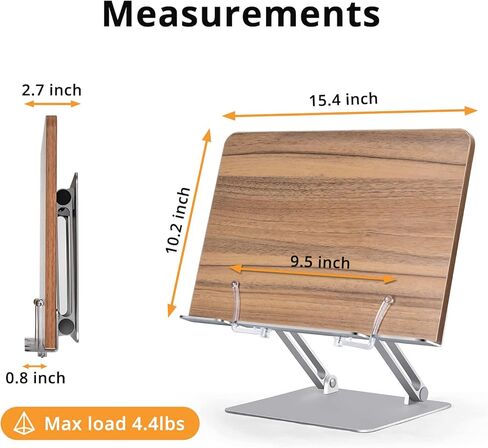 حامل كتب SupeDesk للقراءة، حامل الكتب، حامل العرض، للكتب مقاس 5-8.5 بوصة، خشب، حامل كمبيوتر محمول للكمبيوتر المحمول مقاس 12-17 بوصة/الكمبيوتر اللوحي وقارئ الكتب مقاس 6-13 بوصة، قابل للإمالة، ارتفاع قابل للتعديل، قابل للطي، الدراسة، الطبخ، الحد الأقصى للحم in Kuwait