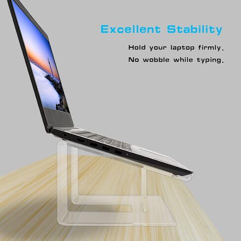 تينومار حامل لاب توب من الاكريليك، حامل لابتوب مريح فائق الثبات لسطح المكتب، حامل كمبيوتر شفاف شفاف لاجهزة اللابتوب مقاس 10 الى 15.6 انش والنوت بوك وماك بوك in Kuwait