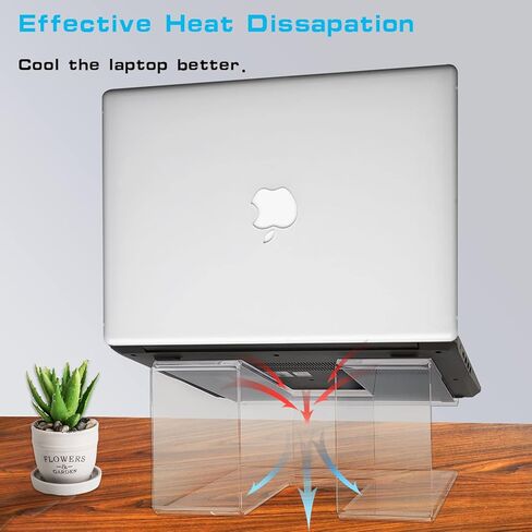 تينومار حامل لاب توب من الاكريليك، حامل لابتوب مريح فائق الثبات لسطح المكتب، حامل كمبيوتر شفاف شفاف لاجهزة اللابتوب مقاس 10 الى 15.6 انش والنوت بوك وماك بوك in Kuwait