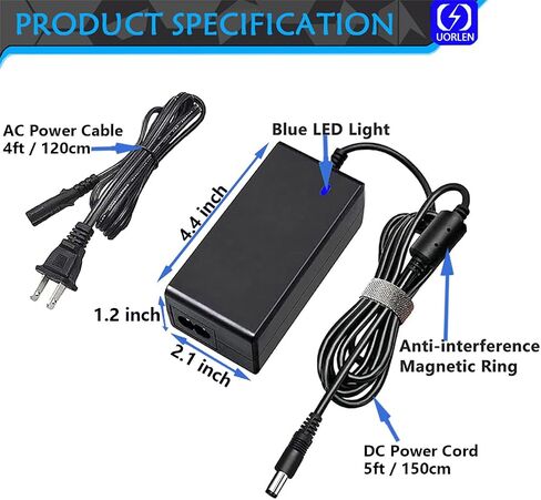 UORLEN UL-Listed 24V Power Cord Replacement for Dymo 550 5XL 4XL 450 400 330 450SE Label Writer/Thermal/Twin Turbo/Turbo Labels/Duo Printer/LabelWriter Printer Power Supply Adapter Cable in Saudi Arabia