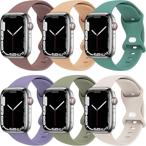 THWALK 6 Pack Bands Compatible with Apple Watch Band 41mm 40mm 38mm 49mm 45mm 44mm 42mm iWatch Silicone Band Ultra 2/Ultra SE Series 9/8/7/6/5/4/3/2/1 for Women Men (38mm/40mm/41mm S/M, 6 PACK C-Black/White/Red/Abyss Blue/Clover/Starlight) in Saudi Arabia
