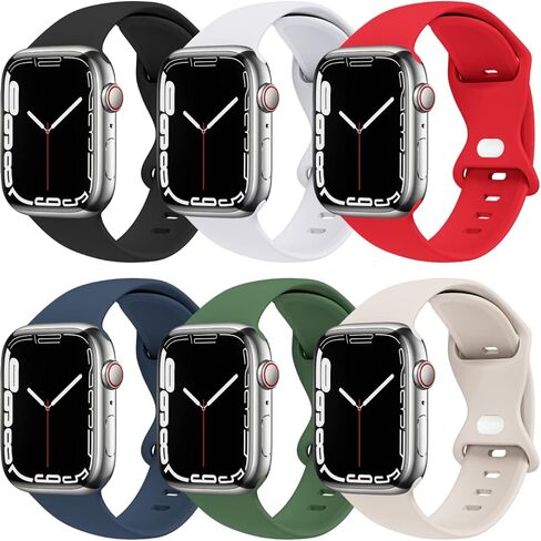 THWALK 6 Pack Bands Compatible with Apple Watch Band 41mm 40mm 38mm 49mm 45mm 44mm 42mm iWatch Silicone Band Ultra 2/Ultra SE Series 9/8/7/6/5/4/3/2/1 for Women Men (38mm/40mm/41mm S/M, 6 PACK C-Black/White/Red/Abyss Blue/Clover/Starlight) in Saudi Arabia
