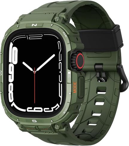 TAURI Black TPU Sport Band for Apple Watch Series 8/7/SE2/6/SE/5/4/3/2/1 with Screen Protector in Saudi Arabia