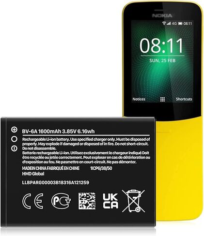 JDIRLDL BV-6A Battery, [1600mAh] Super High Capacity 0 Cycle Li-ion Battery Replacement Battery for 8110 4G TA-1048 TA-1059 2720V flip TA-1295 in Kuwait