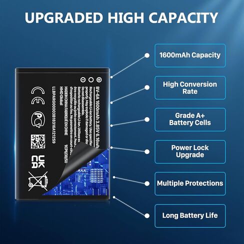 JDIRLDL BV-6A Battery, [1600mAh] Super High Capacity 0 Cycle Li-ion Battery Replacement Battery for 8110 4G TA-1048 TA-1059 2720V flip TA-1295 in Kuwait