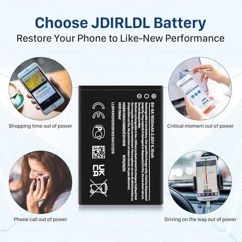 JDIRLDL BV-6A Battery, [1600mAh] Super High Capacity 0 Cycle Li-ion Battery Replacement Battery for 8110 4G TA-1048 TA-1059 2720V flip TA-1295 in Kuwait