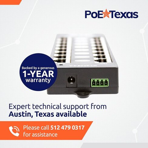 PoE Texas 8 Port PoE Injector - Gigabit Passive Power Over Ethernet Midspan - Front Wall Mount for Security Cameras, IP Phones, WiFi APs - Works with Non-PoE Switch, Includes 48v 60w Power Supply in Kuwait