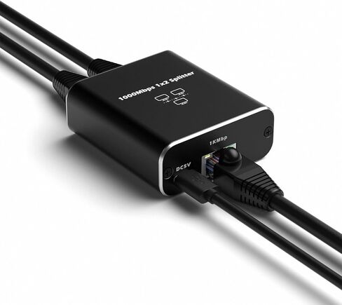 موزع إيثرنت، مقسم شبكة LAN عالي السرعة RJ45 1 إلى 2 محول موصل مقبس إيثرنت لـ Cat5/Cat5e/Cat6/Cat6a/Cat7/ Cat8 مع كابل طاقة USB in Saudi Arabia