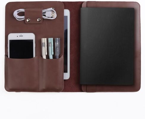 Top Grain Leather Universal Padfolio/Portfolio Sleeve Notebook Case Holder for iPads and iPad Pros 9.7" inch 11th Gen, 10th Gen, 9th Gen and 8th Gen with Canvas Draw String Bag in Saudi Arabia